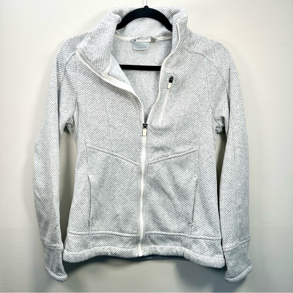 Athleta Trailwinds Knit Hike Jacket, Sandy White Heather, Medium - Picture 3 of 14